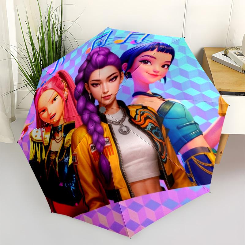 Music Festival Fashion Automatic Umbrella Compact 8-Rib Design Compact Design All-Season Travel Vibrant Pattern Umbrella