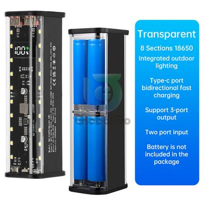 Корпус Power Bank DIY на 8 аккумуляторов 18650, 22,5 Вт, светодиодная подсветка, цифровой дисплей, быстрая зарядка, портативный, съемный блок питания для Huawei Xiaomi Sumsung