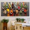 Kitchen Themed Wall Art Decor Colorful Spice and Spoon In Table Canvas Paintings Food Cooking Ingredients Canvas Art Print Decor