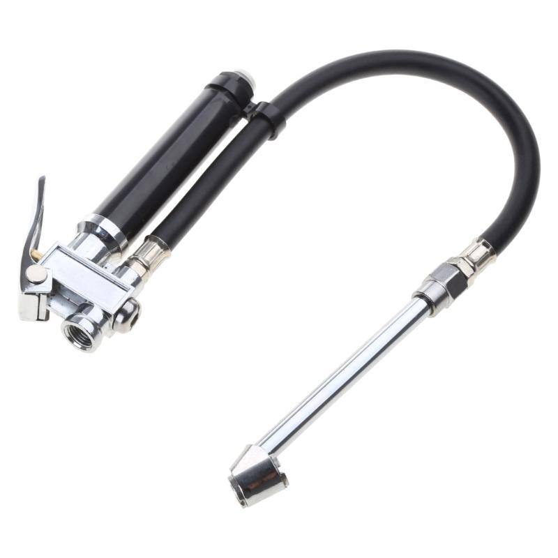 Сверхпрочный байонетный манометр для накачивания шин и колес с давлением 10–120 фунтов на кв. дюйм со шлангом и зажимным патроном «Straight On»