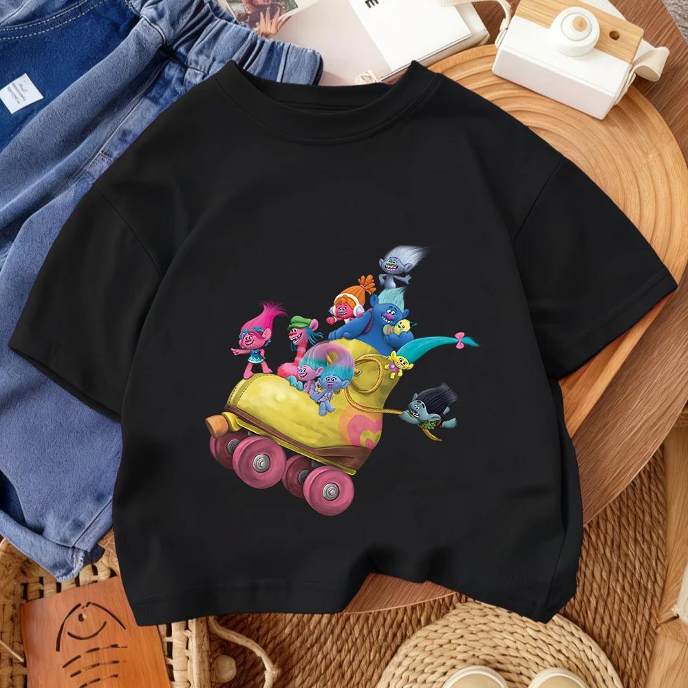 Летняя детская футболка, принт Troll Fashion, Повседневный уличный стиль