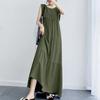 Stylish Women's Tiered Sundress Solid Summer Dress Casual Sleeveless O-neck Robe Oversized Dress