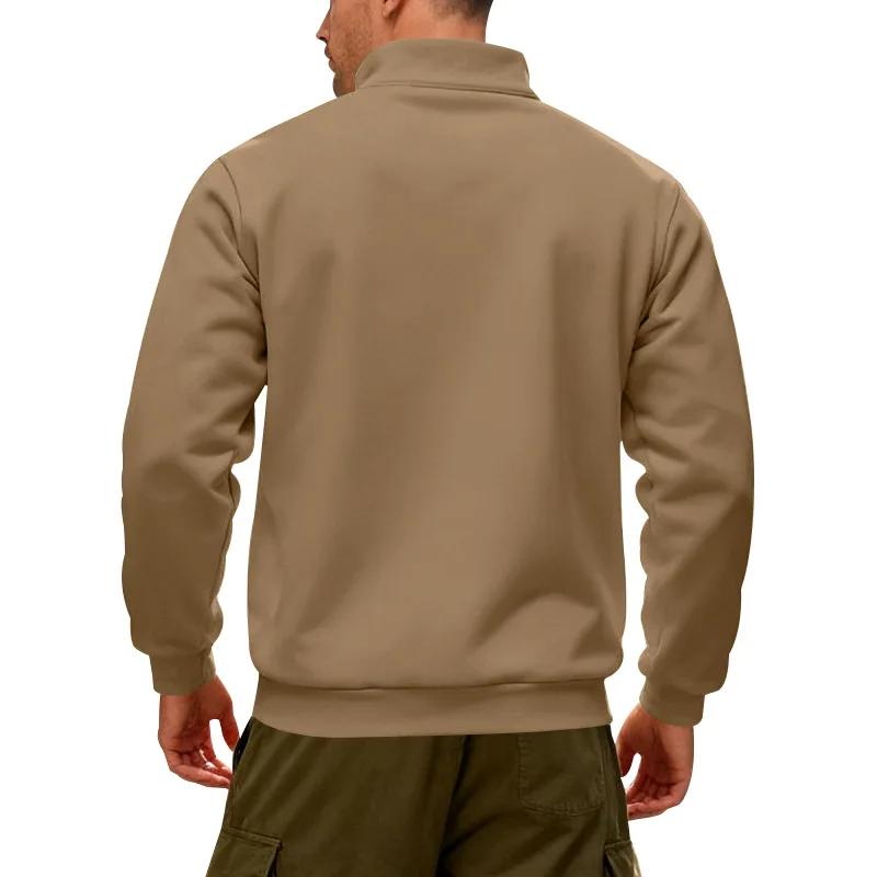 Зимний флис Тяжелые толстовки Свободные Уличные Мужские Теплые Пуловер с полумолнией и воротником-стойкой Спортивное худи для мужчин