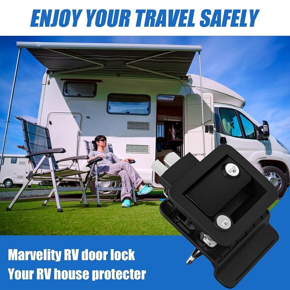 2 Keys RV Door Lock Wear-resistant Entry Door Lock Lightweight Camper Lock Replacement Kit Travel