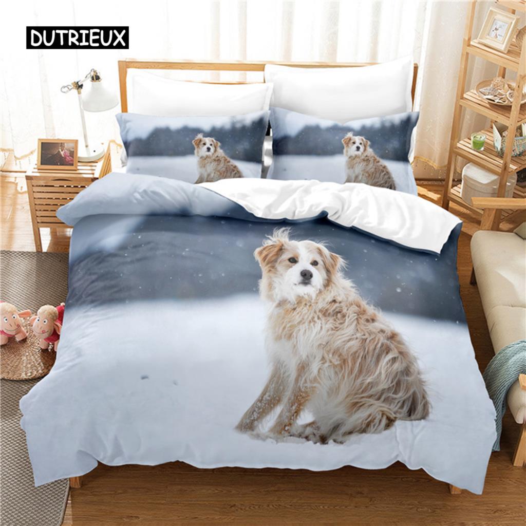 Комплект постельного белья Snow Dog, комплект пододеяльников, постельное белье с 3D-печатью, комплект постельного белья размера Queen, модный дизайн