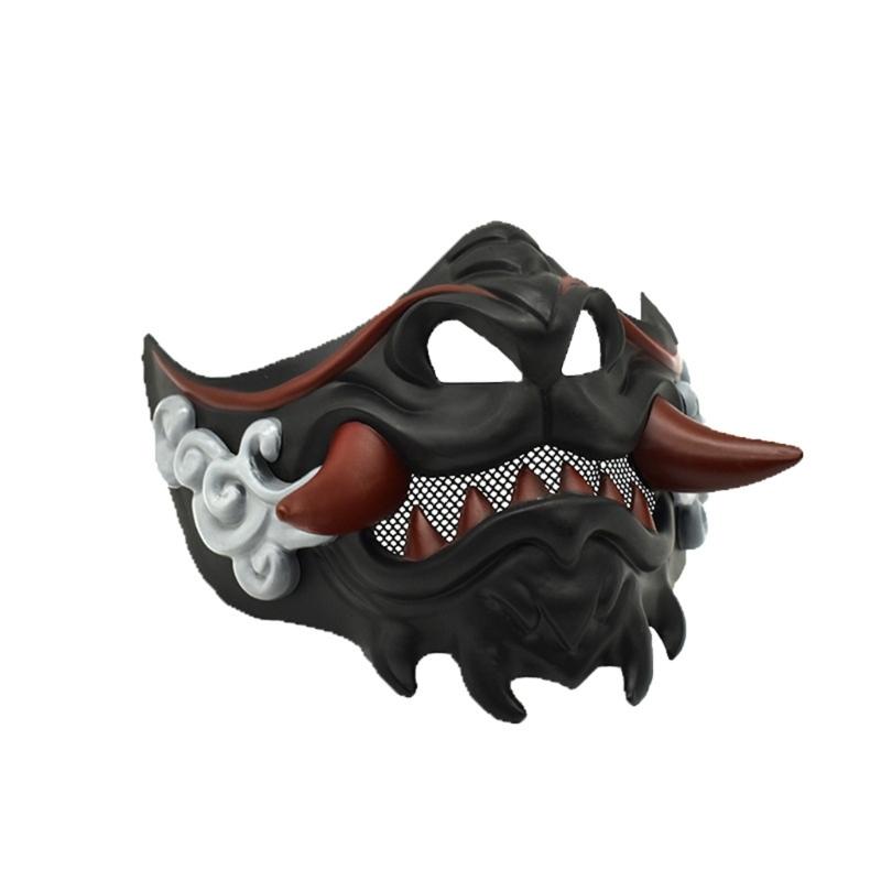 Half Face Mask Halloween Cosplay Mask Masquerade Mask Party Mask Japanese Mask Devil Samurais Mask for Carnivals