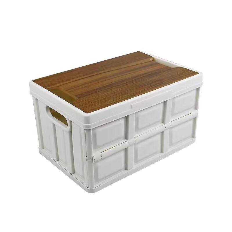 15L Folding Storage Box with Wooden Lid