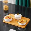 Керамические суповые чашки Zhi Shi с золотым ободком и двумя ручками, набор из 10 штук
