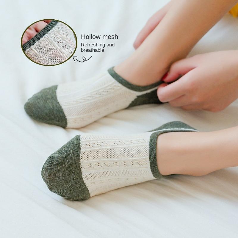 5 пар летних женских носков в стиле ретро ярких цветов, хлопковые повседневные сетчатые милые короткие невидимые носки, размер ЕС 35-39