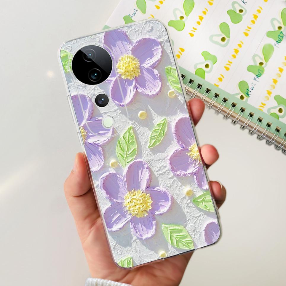 Flower Butterfly Women Fashion Back Cover For Vivo S19 Pro 5G V2362A Phone Funda Transparent Soft TPU Slim Silicone Bumper Etui