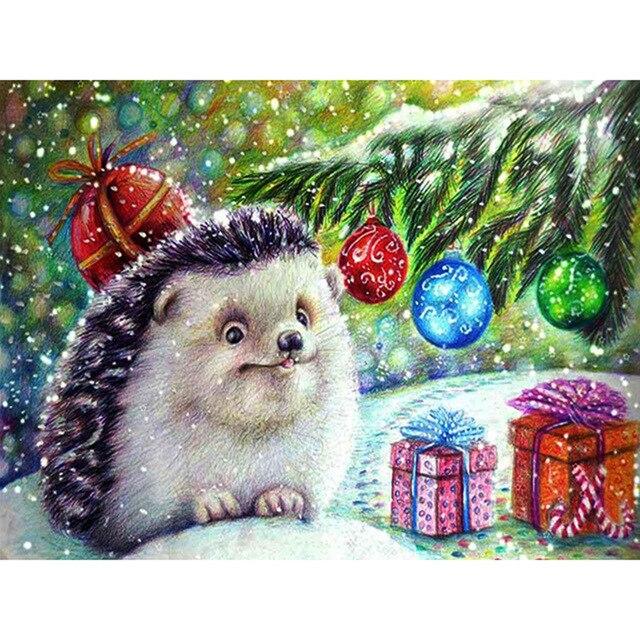 5d Hedgehog Embroidery Diy Diamond In The Forest Full Round Resin Diamond Painting Animal Home Decoration New Arrival
