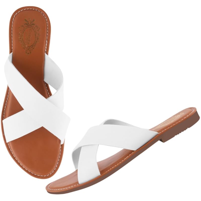 Shoetopia Женские Сандалии на плоской подошве-736 Белые Плоские Сандалии-5 Детские UK (Квартира-736-Белый)-EU38