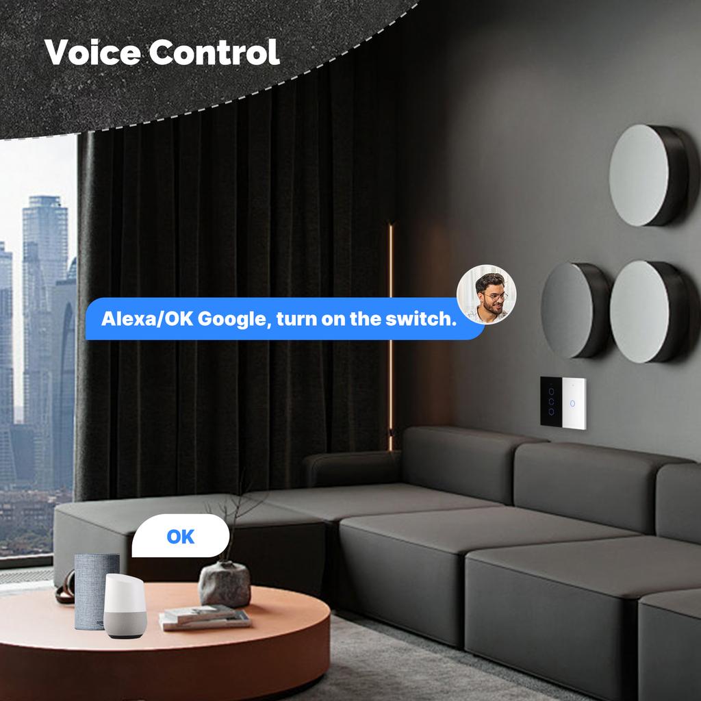 MOES No Neutral Wire Needed RF 433+ Wifi Wall Light Switch Smart Life/Tuya Wireless Remote Switches 1/2/3/4 Gang