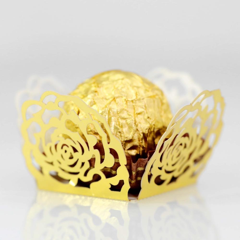 50pcs Hollow-Out Chocolate Candy Cups Chocolate Packing Truffle Wrappers Wrapping Paper Wedding
