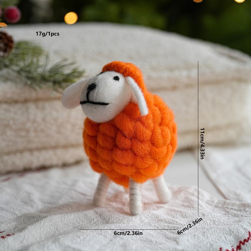 Miniature Wool Sheep Figurine 1Pcs Handmade Cute Felt Ornament for Xmas Holiday Home Living Room Decor