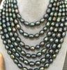 Ожерелье из натурального пресноводного черного зеленого жемчуга диаметром 9-10 мм длиной 100 дюймов.