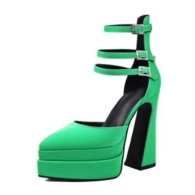 Новые летние брендовые женские сандалии на платформе с пряжкой на щиколотке, модные туфли с острым носком для свадебной вечеринки, туфли на высоком каблуке