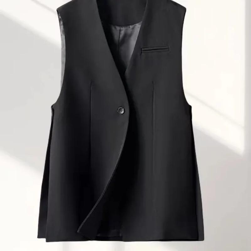 Женский костюмный жилет с боковым разрезом Весна Осень Новый стиль Модный Многослойный