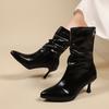 Short High Heels Pointed Women Boots  Designer Fashion Woman Shoes Elegant Winter New Chelsea Ankle Boots Dress Party Pumps