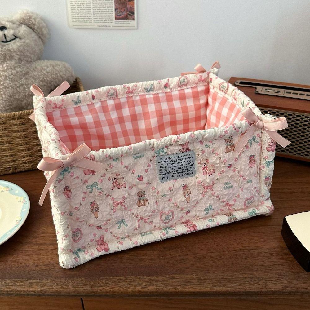 Square Storage Box Bear Pattern Organizer Box New Desktop Storage Basket  Home Decoration