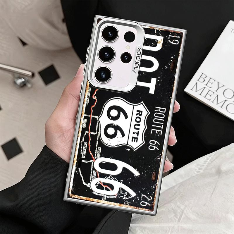 Retro Vintage License Plate Soft Phone Case for Samsung Galaxy S24 S25 FE S26 Edge S23 Ultra S22 Plus S21 + Shockproof Cover Bac
