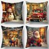 Рождественские наволочки: Дизайны снеговика, красного грузовика, оленя и Санты! Диван украшение комнаты Новогоднее украшение дома