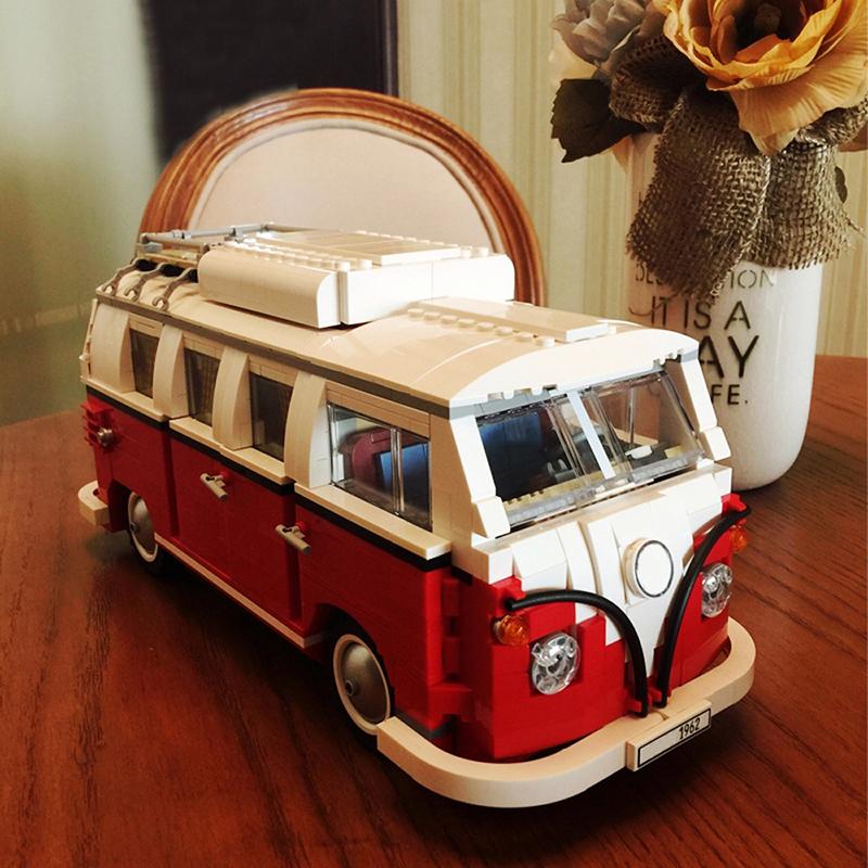 PCS Technical T1 Camper Van Bus Car Model Building Blocks Fit MOC 10220 Set Vehicle Assemble Bricks Toys For Boys Girl Gifts