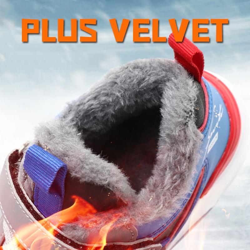 Детские теплые зимние сапоги. Детская зимняя хлопчатобумажная обувь. Нескользящие теплые плюшевые сапоги на открытом воздухе. Теплая меховая обувь с высоким берцем. Водонепроницаемые теплые кроссовки.