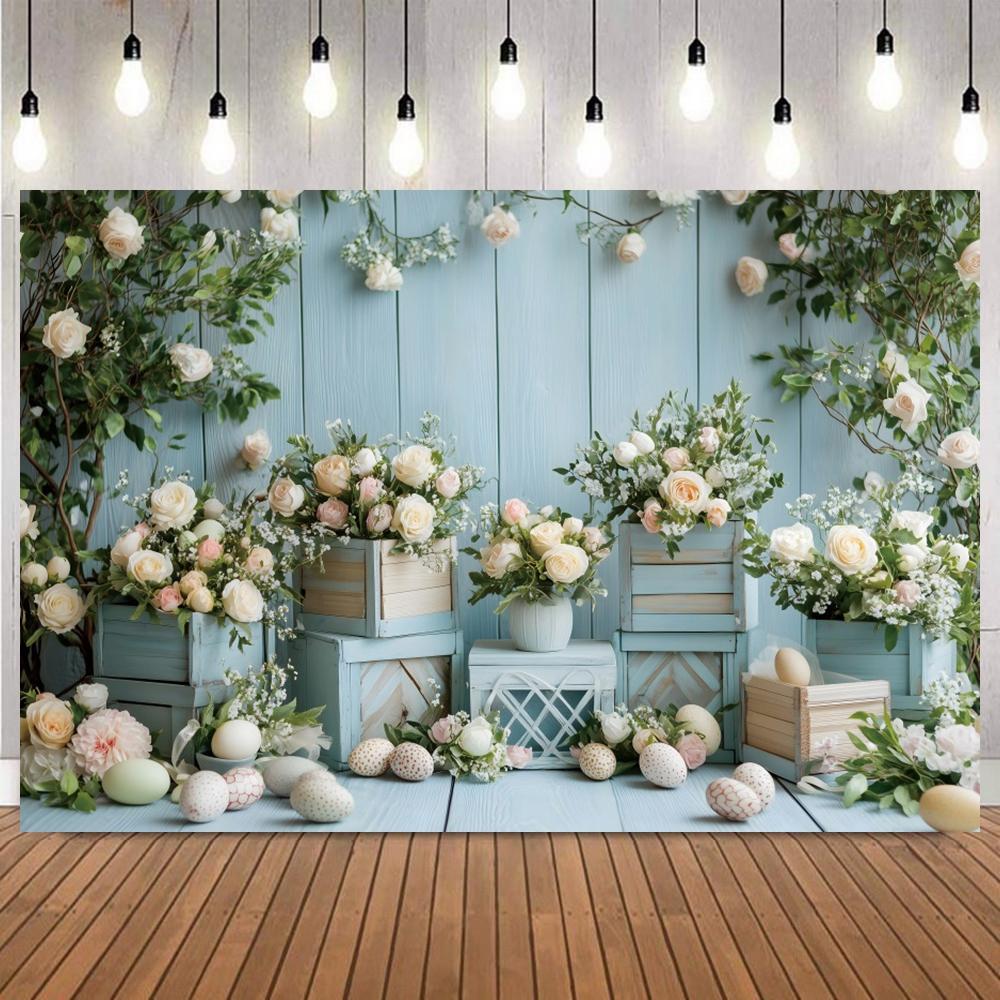 Easter Bunny Balloon Garden Path Photography Background Photo Backdrop for Baby Portrait Birthday Party Home Decor Studio Props1