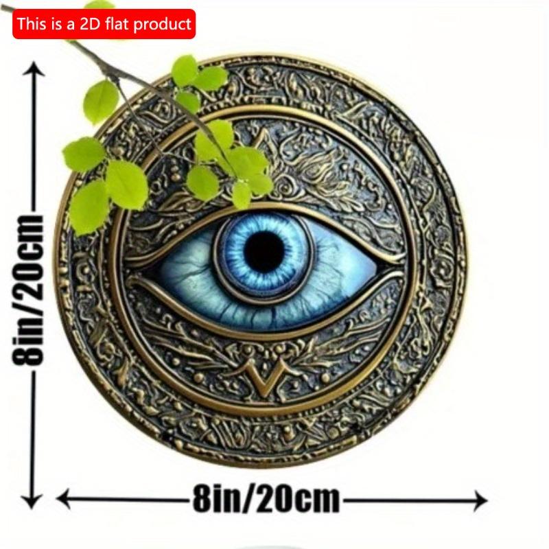 2d Flat 20*20cm, Evil Eye Wall Art, Vintage Style Wooden Sign for Home, Kitchen, Garden & Bedroom Decor, Perfect Christmas or Thanksgiving Gift