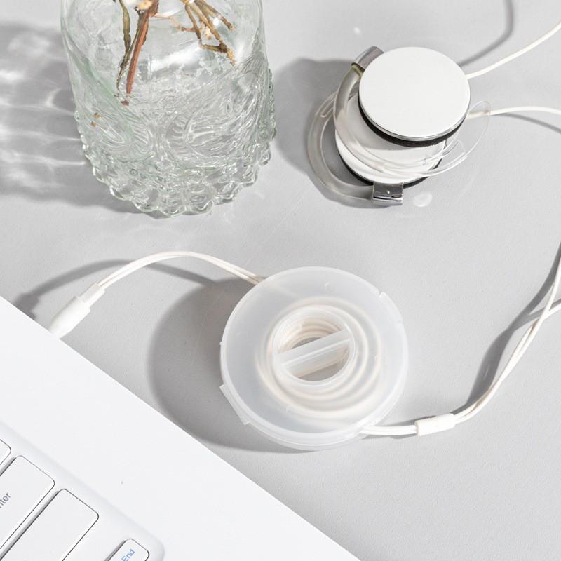 Transparent Round Wire Winder Box Cable Management Retractable Cord Organizer Portable Usb Charger Holder Earphones Cord Storage