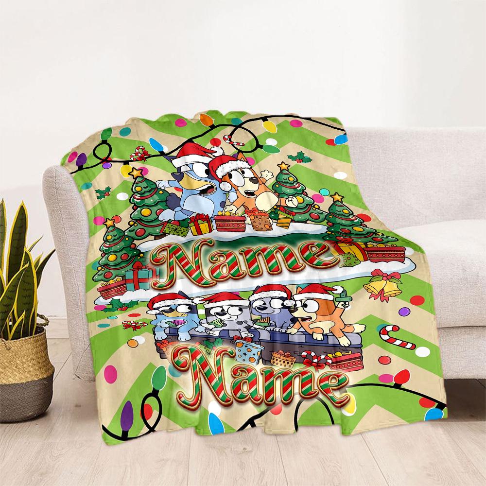Christmas Joyful Gathering Customize Your Name Blanket Throw Personalized Blanket Durable Comfort Perfect for Nap Office Chair Bed for All Occasions