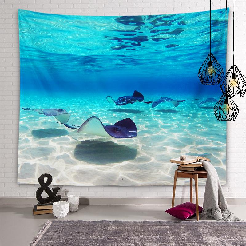 Nature Beach Scenery Wall Art Tapestry Turtle Tapestry Wall Decor Backdrop Cloth Living Room Bedroom Room Home Decor
