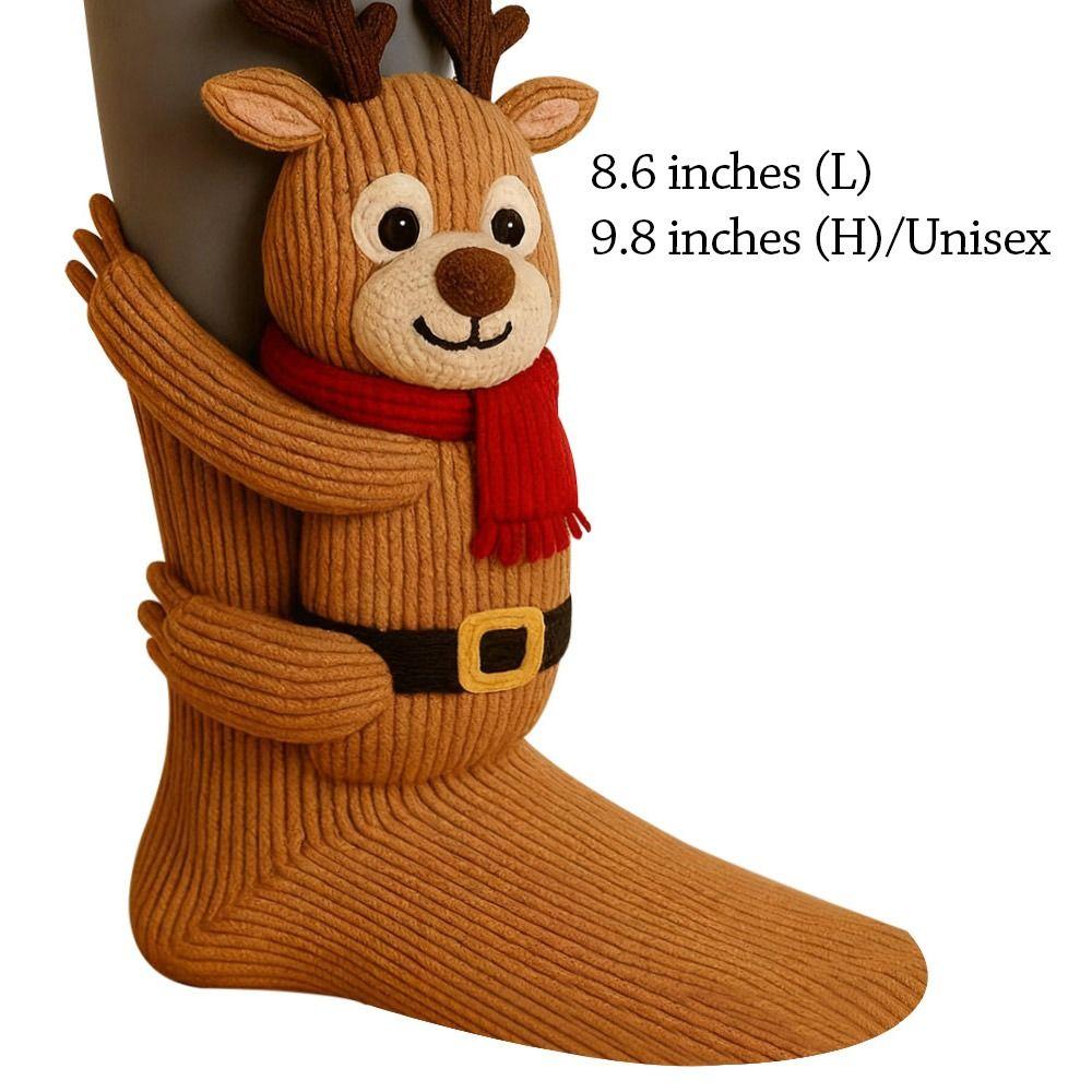 Носки-тапочки 3D-вязки, ручной вязки, забавные, креативные, с животными, рождественские подарки