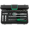STAHLWILLE Socket Wrench Set with 19-Piece 1/4" Case, 40AD/12/7QRSKN