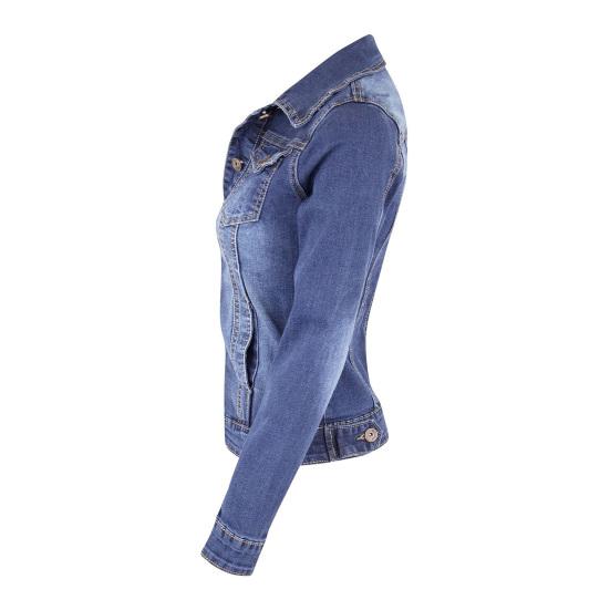 Женская джинсовая куртка в стиле ретро, однобортная, облегающая, с отложным воротником, длинными рукавами, однотонными карманами с клапанами, женская куртка для поездок на работу и шопинга