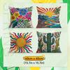 1,4 Pcs Vibrant Cactus And Desert Single-Sided Printed Pillowcase Cushion Cover,Suitable For Living Room,Bedroom,Car Decoration