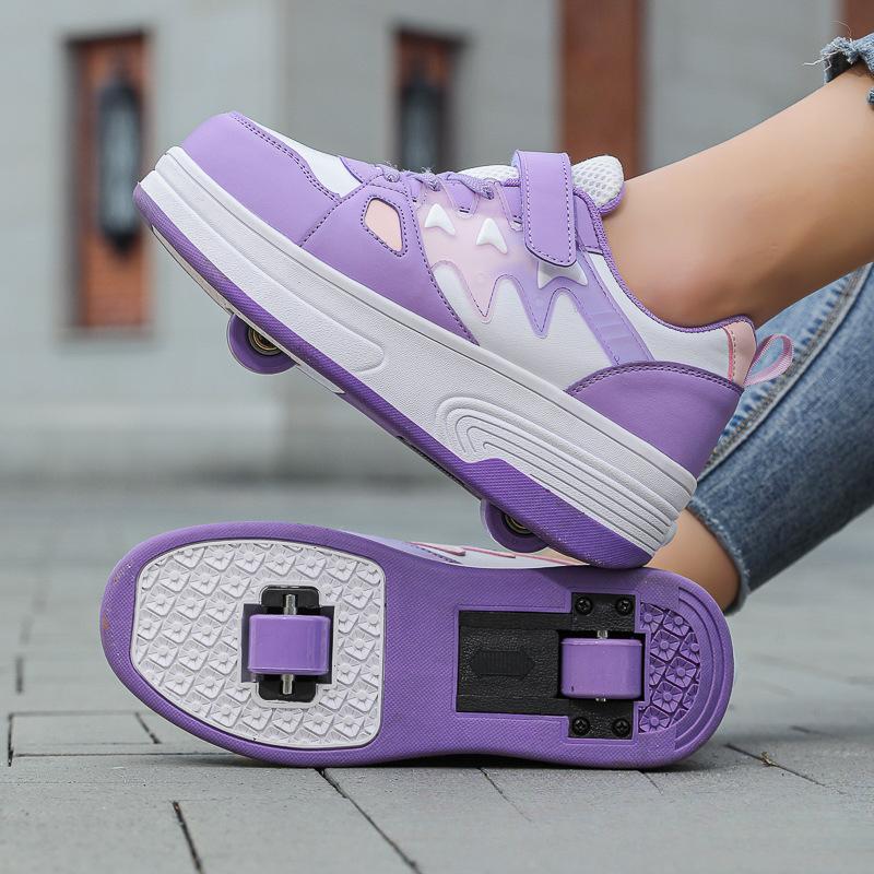 Детская обувь Runaway Shoes Весна и осень Новые маленькие белые туфли для девочек Средняя помощь Повседневная обувь для мальчиков с колесами Обувь с роликами