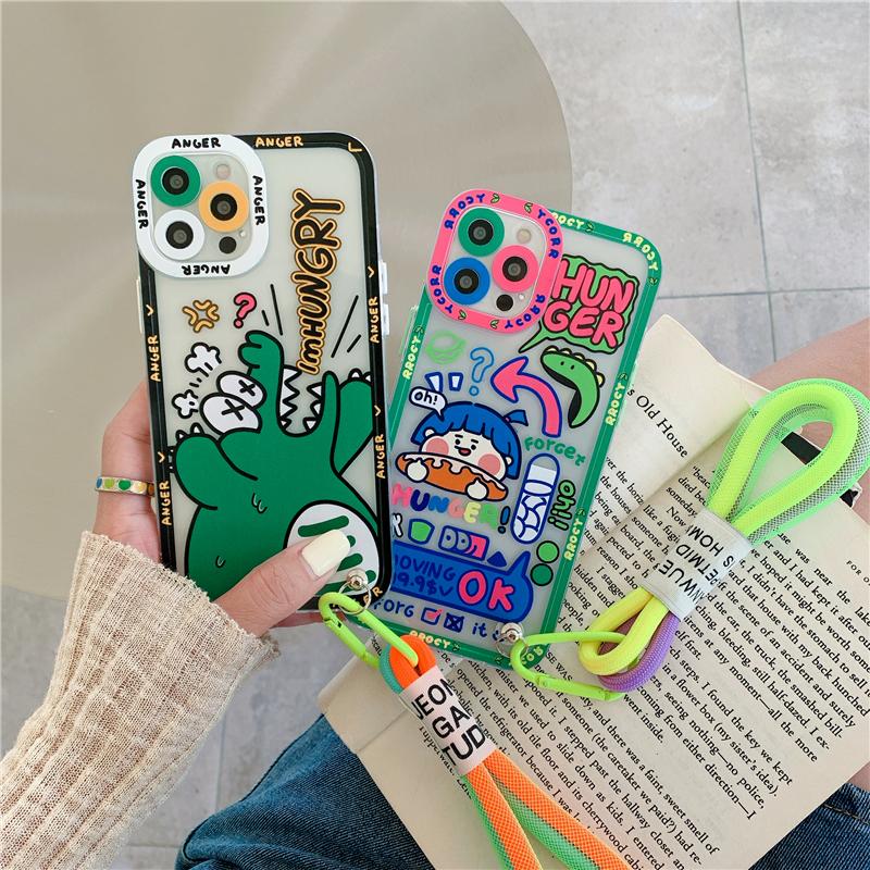 Корейский милый чехол с надписью «Tide Crocodile» для iPhone 14 13 Pro Max 12 11 MiNi XR X XS 7 8 plus SE, мягкий чехол с ремешком на руку