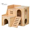 Hamster Platform Villa Double Layer Harmless Pet Toy Solid Wood Dwarf Hamsters House Climbing Play Hut Chews for Home