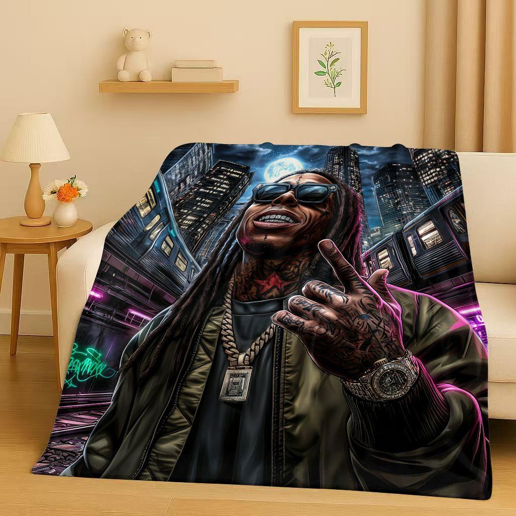 26 Style Top Hip Hop Rapper Star Cartoon Art Flannel Blanket,Ultra Soft Warm Plush Throw for Home Bedroom Bed Sofa Cover Office