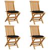 Day and Night - Day and Night Garden Chairs 4 Pcs Solid Teak Wood with Black Cushions