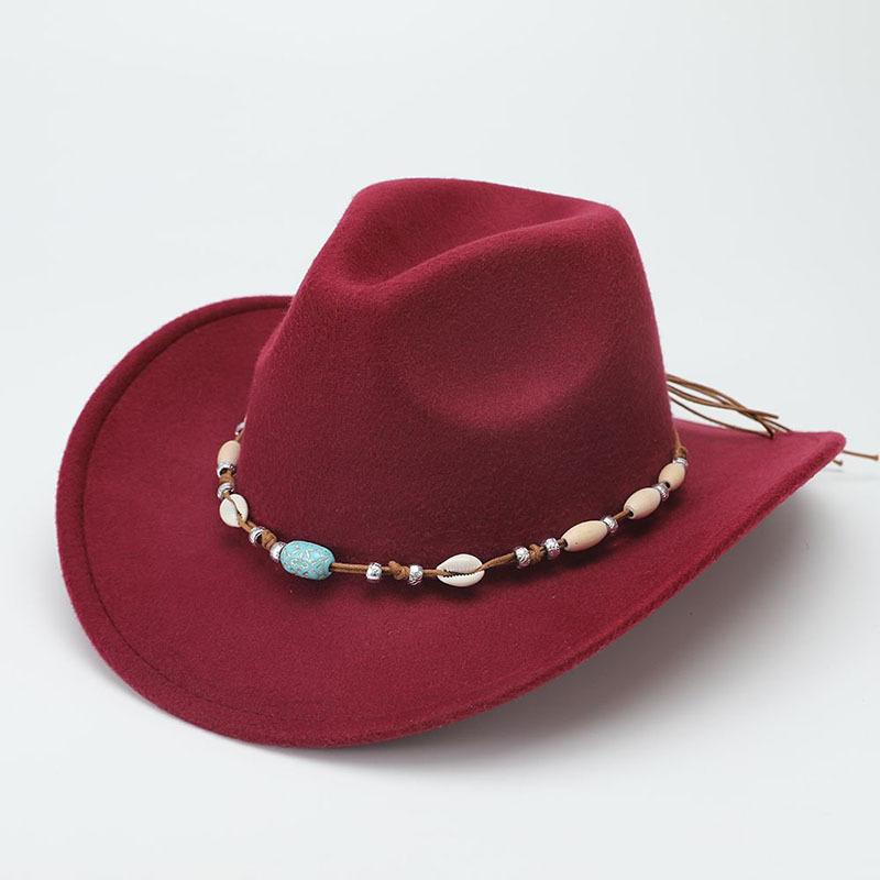 New Tibetan top hat gem chain accessories felt hat western cowboy hat performance dance retro jazz hat