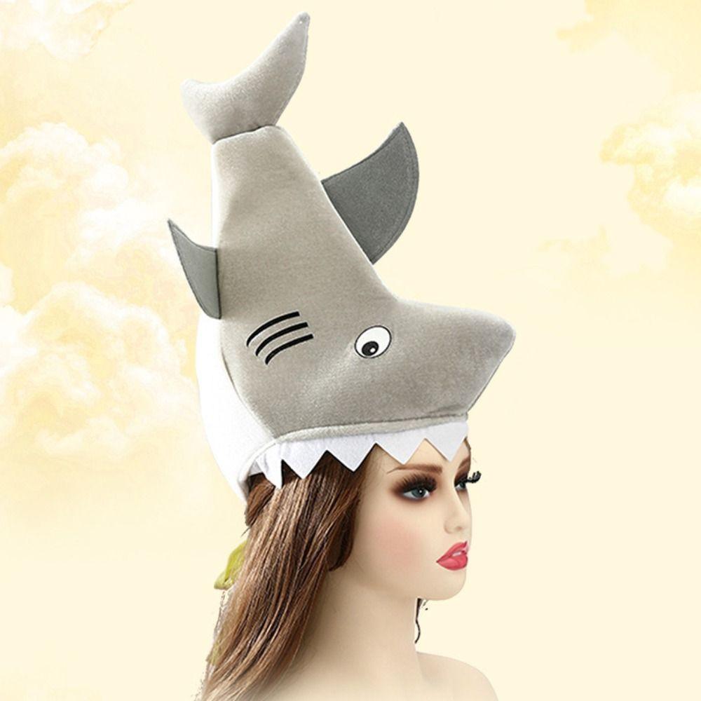 Creative Shark Party Hat Cartoon Plush Animal Cap Costume Accessories Shark Head Cover Photo Props