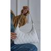 White Women's Quilted Patterned Baguette Bag