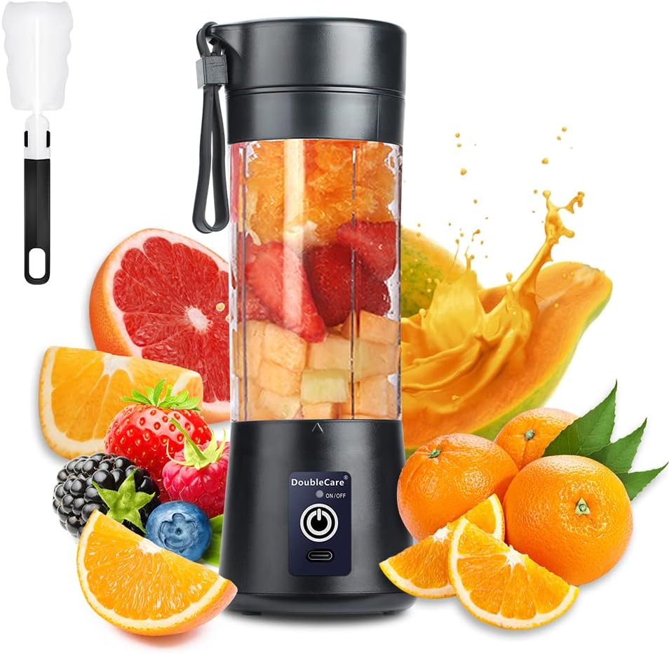 Electric USB Mini Juicer Blender For Shakes and Smoothies, Juice, Six Blades Great for Mixing,Black