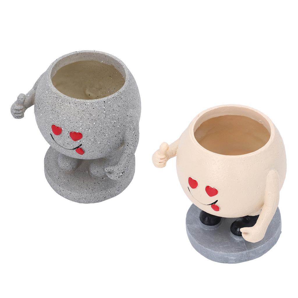 Милый круглый горшок для растений с изображением мультяшного лица из смолы, цветочный горшок с дренажным отверстием для суккулентов Ind