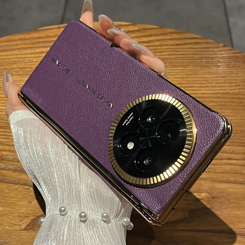 For Oppo Find N5 5G Case Magnetic Lens Kickstand Leather+PC Phone Cover with Front Screen Protector