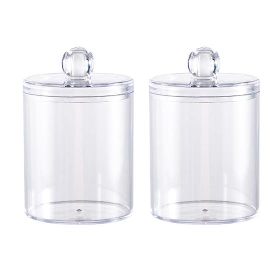2/4Pcs Cotton Swab Holders Bathroom Storage Boxes with Lid Large Capacity Transparent Design Cotton Ball Floss Jar Containers