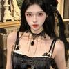 Ретро Ведьма Принцесса Черное Кружево Кисточка Цветок Чокер Ожерелье